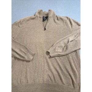 SWEATER 1/4 ZIP‎  MENS XL Jos. A. Bank Traveler 100% Pima Cotton  BROWN